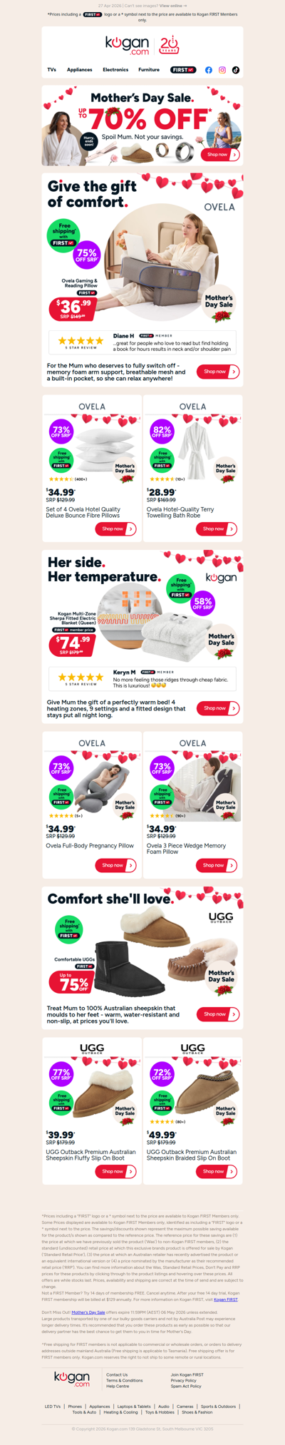 Give Mum the gift of comfort 💗 Reading Pillow NOW $36.99 (75% OFF standard retail price)