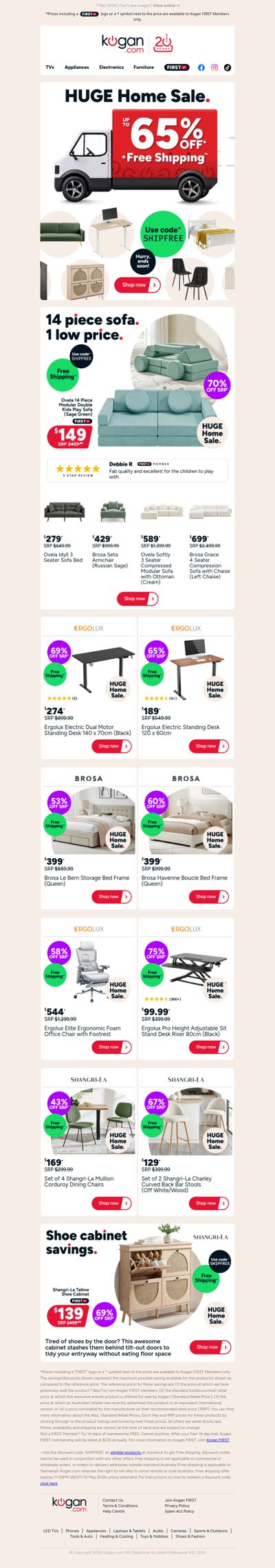 HUGE Home Sale on NOW! Up to 65% OFF + Free Shipping on furniture, appliances & more