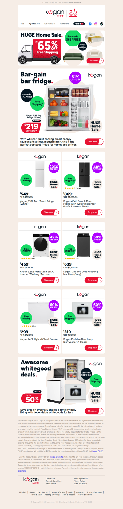 Up to 50% OFF + FREE Shipping on Whitegoods, HURRY ENDS MIDNIGHT!
