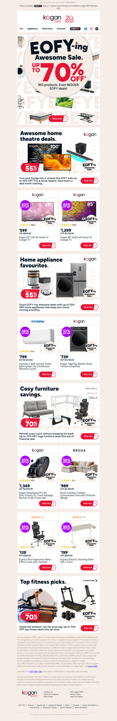 EOFY-ing Awesome Sale on NOW! Up to 70% OFF BIG products and even BIGGER EOFY deals