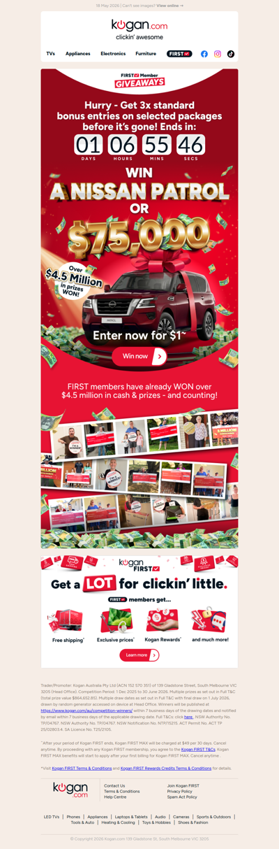 ENDS TOMORROW 🎯 Xasd, get 3X bonus entries to WIN a Nissan Patrol or $75K CASH!
