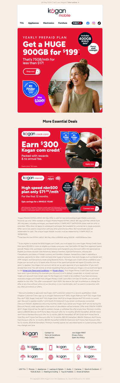 ENDS MIDNIGHT! Our BIGGEST data offer 🤯 900GB yearly prepaid plan for just $199!~