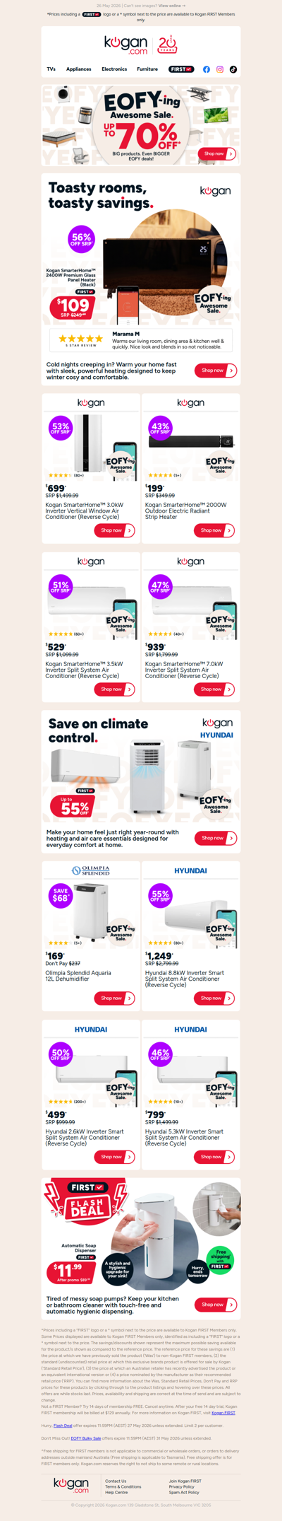 Warm up for ONLY $109 with the SmarterHome™️ 2400W Premium Glass Heater 🔥