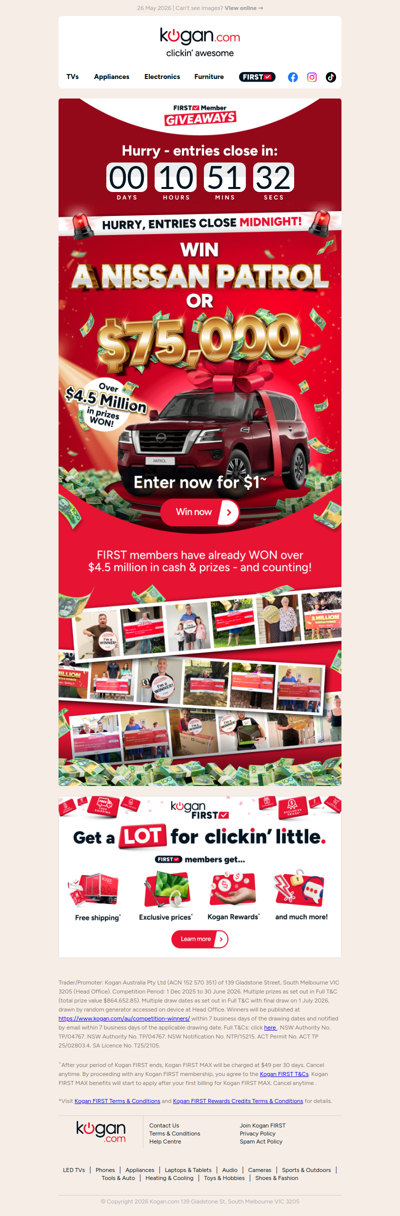 Xasd - Entries Close TONIGHT! Don't miss your last chance to WIN a Nissan Patrol or $75K CASH!🚨