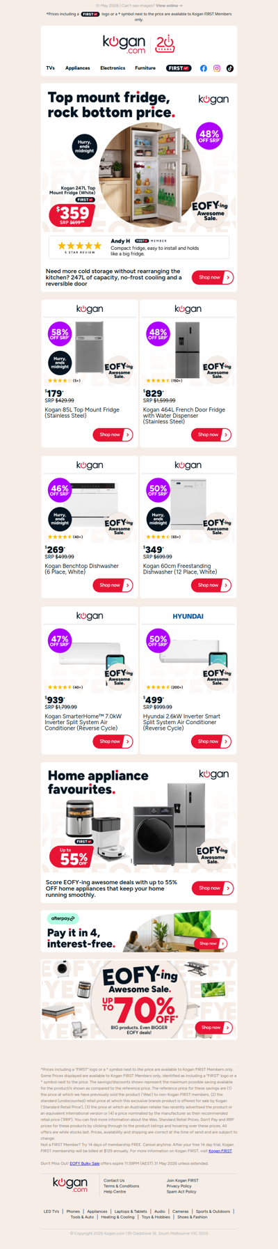 Up to 55% OFF awesome home appliance deals in our EOFY Sale!