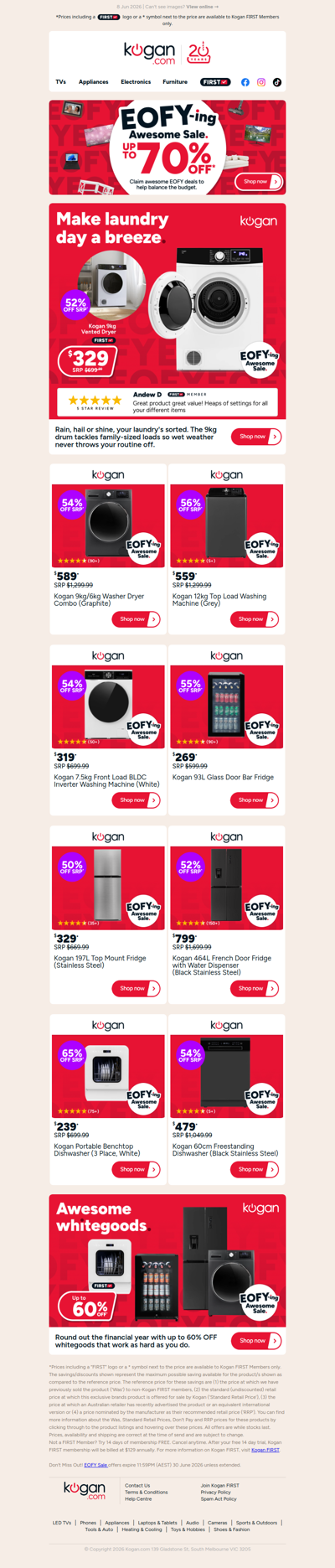 Up to 60% OFF awesome whitegoods in our EOFY Sale!