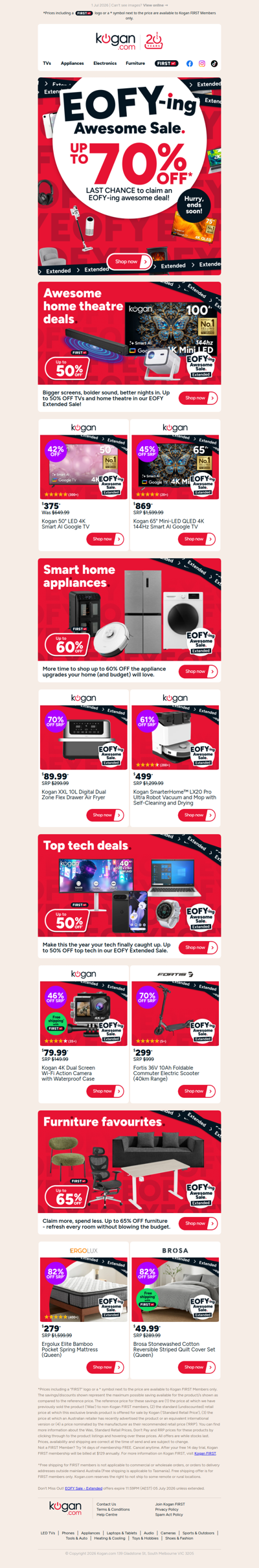 EOFY Sale EXTENDED 💥 Up to 70% OFF awesome TVs, appliances & more!
