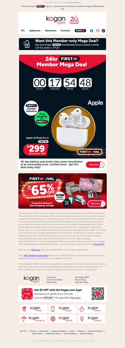 TODAY ONLY! 🚨 Apple AirPods Pro 3 NOW $299 (Rising to $339 tomorrow) FIRST Member Exclusive 😎