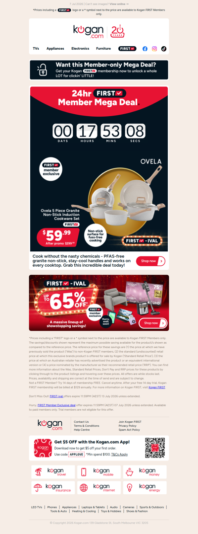 TODAY ONLY! 🚨 Ovela 5 Piece Granite Cookware Set NOW $59.99 (Rising to $299.99 tomorrow) FIRST Member Exclusive 😎