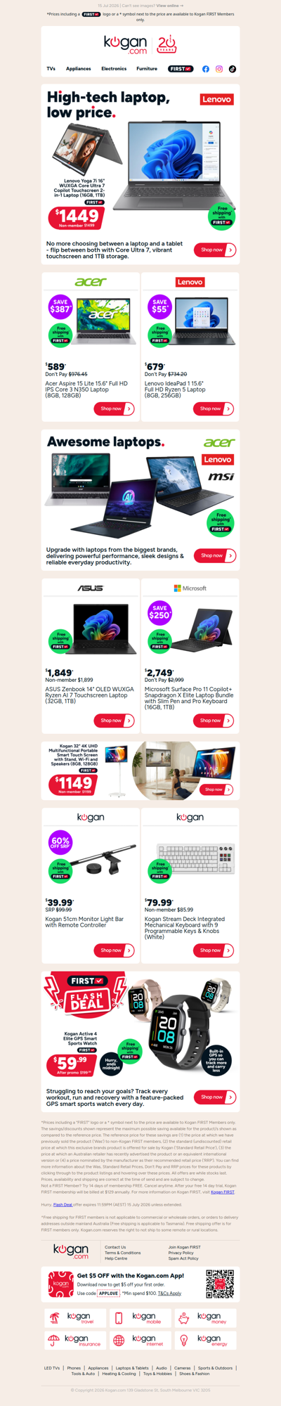 Big Brand Laptop Deals 💻 Savings on Lenovo, Acer & Microsoft laptops with free shipping inside
