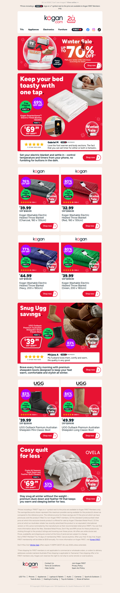 Winter Sale deal! ❄️ SmarterHome™ Electric Blanket ONLY $69.99 (69% OFF standard retail price)