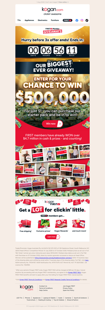Xasd, 3X ENDS TONIGHT! 🎯 A Chance to WIN $500,000 Tax-Free Cash