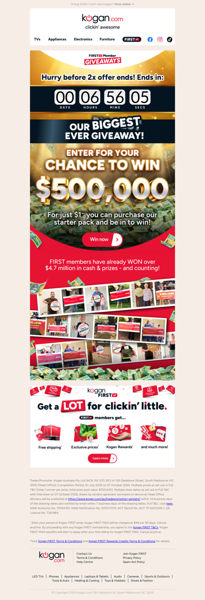 Xasd, your chance to WIN $500K! Enter TODAY for 2X Standard Bonus Entries!