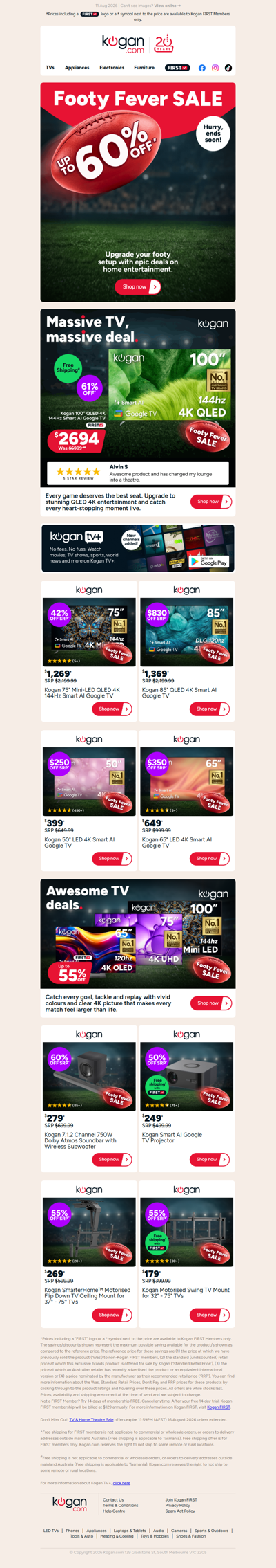 Goal-worthy savings 🏈 Up to 60% OFF epic TV and home theatre deals in our Footy Fever Sale!