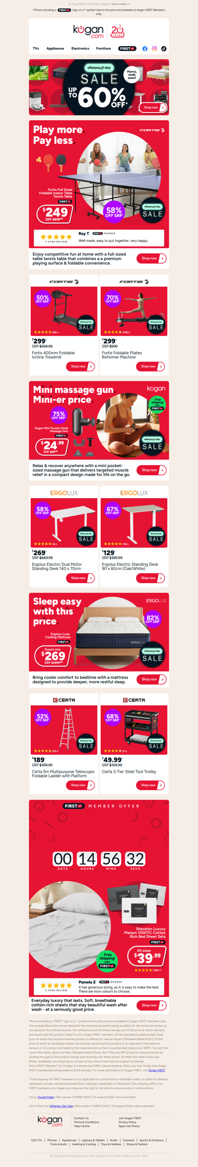 Afterpay Day Deals ✨ Full Sized Table Tennis Table NOW $249 (58% OFF standard retail price)