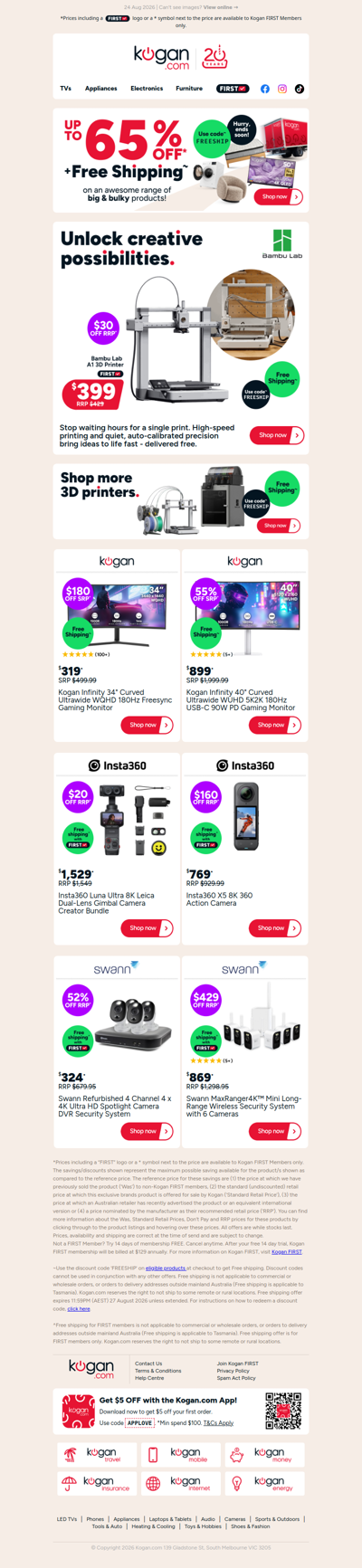 Free shipping on our NEW 3D Printers 🚚 Bambu Lab A1 3D Printer NOW $399 ($30 OFF RRP)