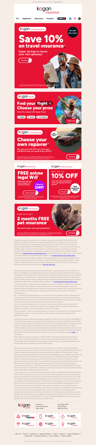 SAVE 10% on Kogan Travel Insurance ✈️ Get a better value quote today!△