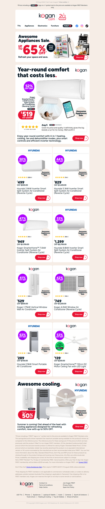 SmarterHome™ 3.5kW Split System Air Con NOW $519! (52% OFF standard retail price)