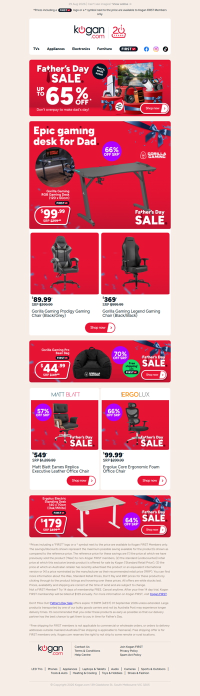 Dad's Desk Upgrade ⚡ ONLY $99.99 for this RGB Gaming Desk (66% OFF standard retail price