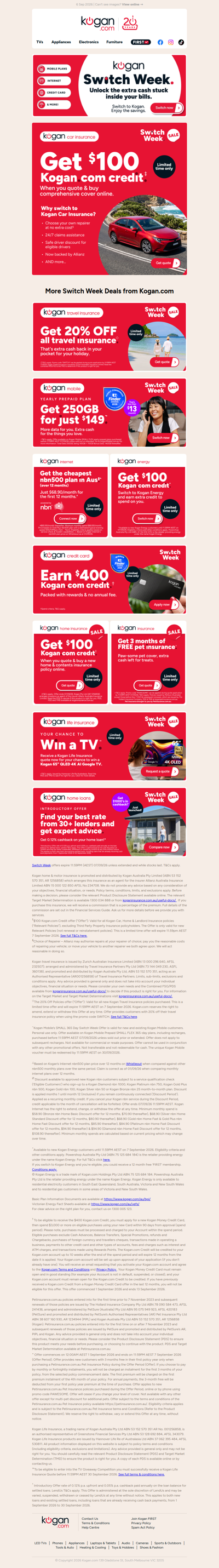 Drive away with $100 Kogan.com credit‡ this Switch Week 🚗