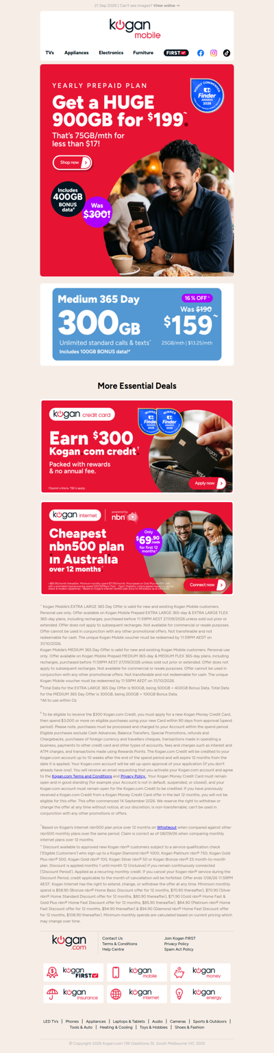 900GB yearly prepaid plan for just $199!~ 📱