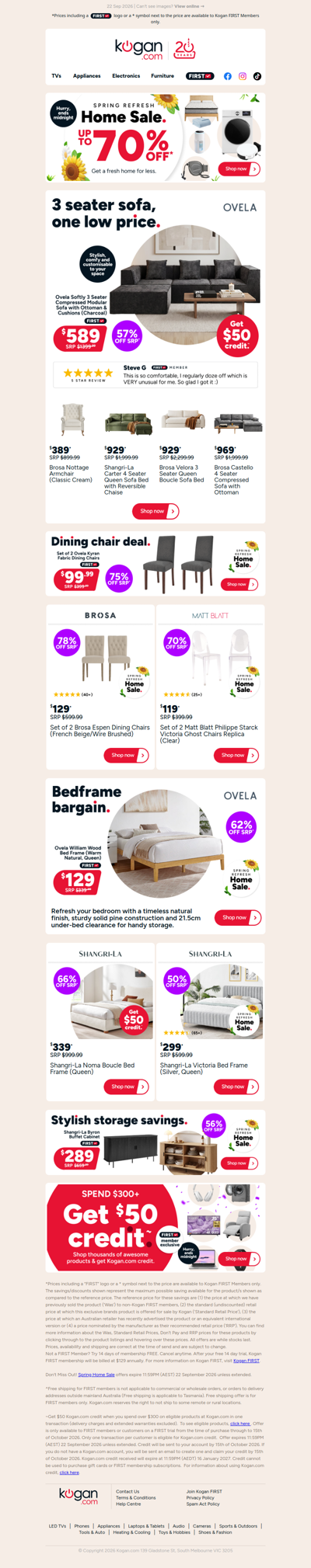 ENDS MIDNIGHT 🚨 Up to 70% OFF furniture, appliances & more in our Spring Refresh Home Sale