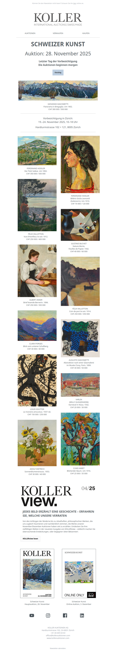 Schweizer Kunst bei Koller