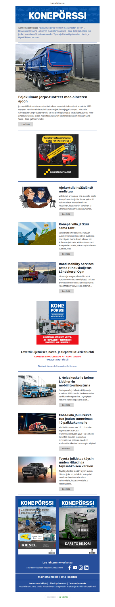 Konepörssi: Pajakulman Jorpe-tuotteet maa-ainesten ajoon