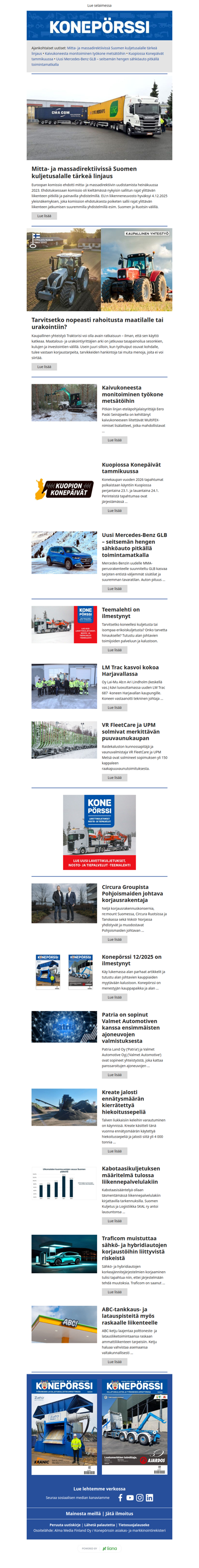 Konepörssi: Mitta- ja massadirektiivissä Suomen kuljetusalalle tärkeä linjaus