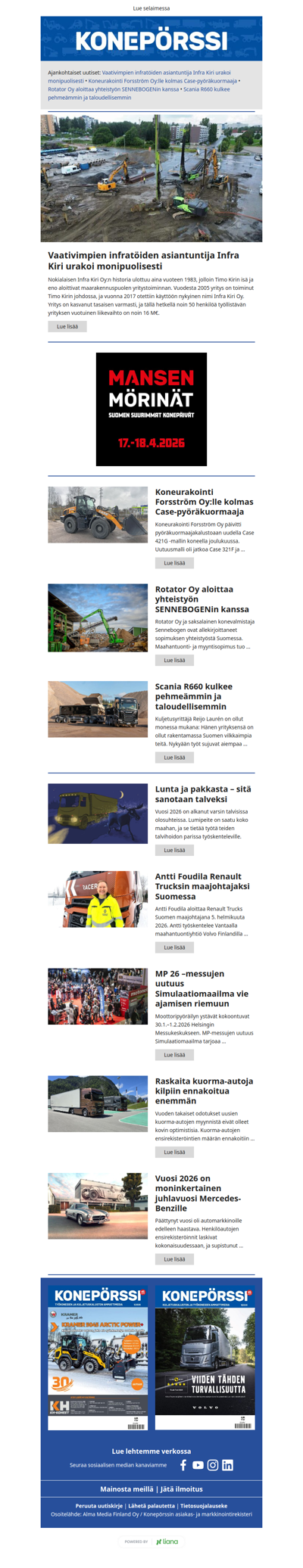 Konepörssi: Vaativimpien infratöiden asiantuntija Infra Kiri urakoi monipuolisesti