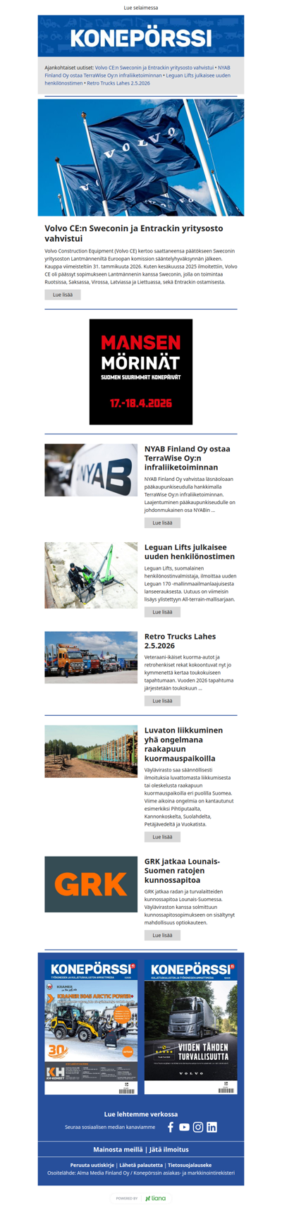 Konepörssi: NYAB Finland Oy ostaa TerraWise Oy:n infraliiketoiminnan