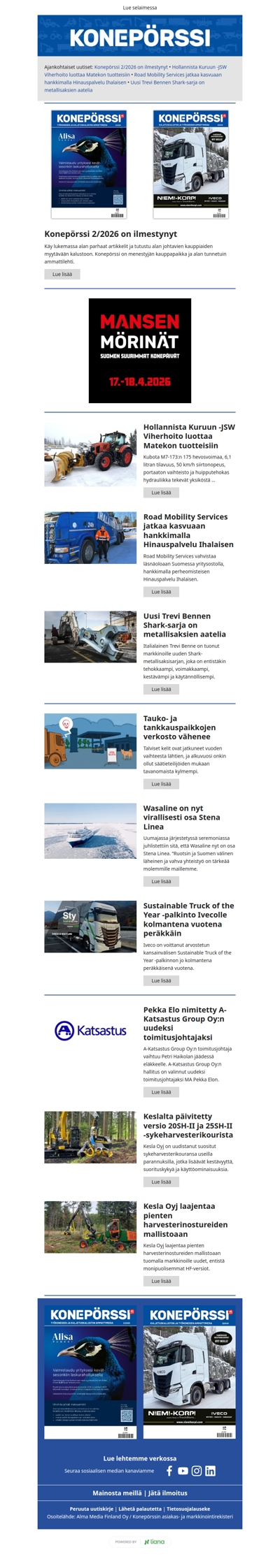 Konepörssi: Konepörssi 2/2026 on ilmestynyt