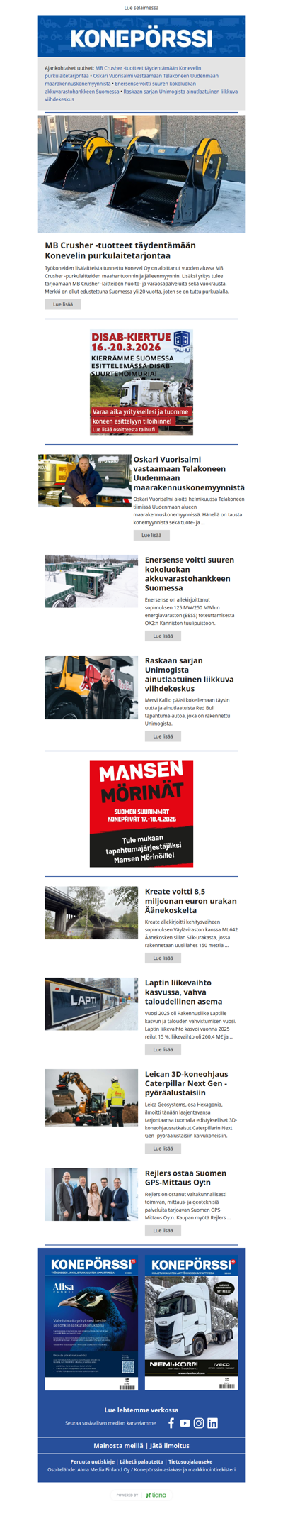 Konepörssi: MB Crusher -tuotteet täydentämään Konevelin purkulaitetarjontaa