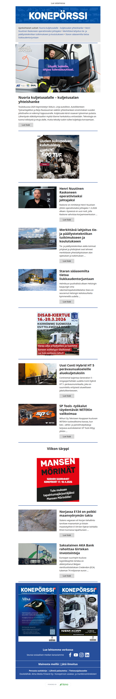 Konepörssi: Nuoria kuljetusalalle - kuljetusalan yhteishanke