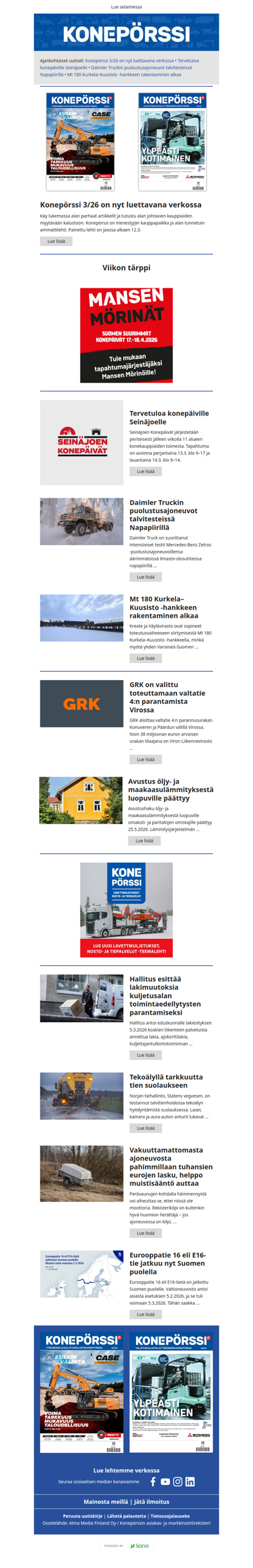 Konepörssi: Konepörssi 3/26 on nyt luettavana verkossa