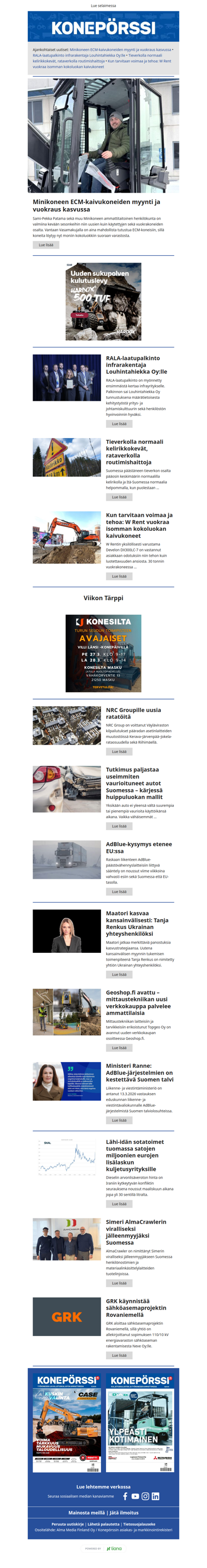 Konepörssi: RALA-laatupalkinto infrarakentaja Louhintahiekka Oy:lle