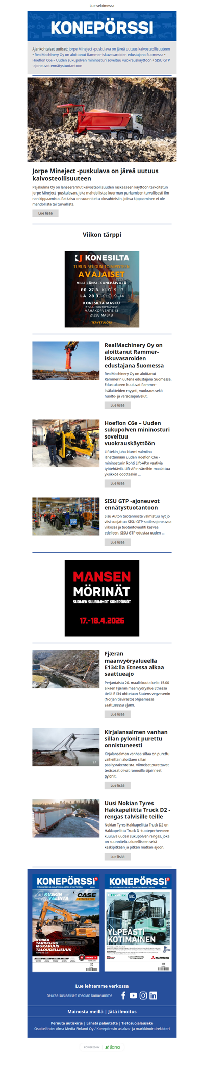 Konepörssi: Jorpe Mineject -puskulava on järeä uutuus kaivosteollisuuteen