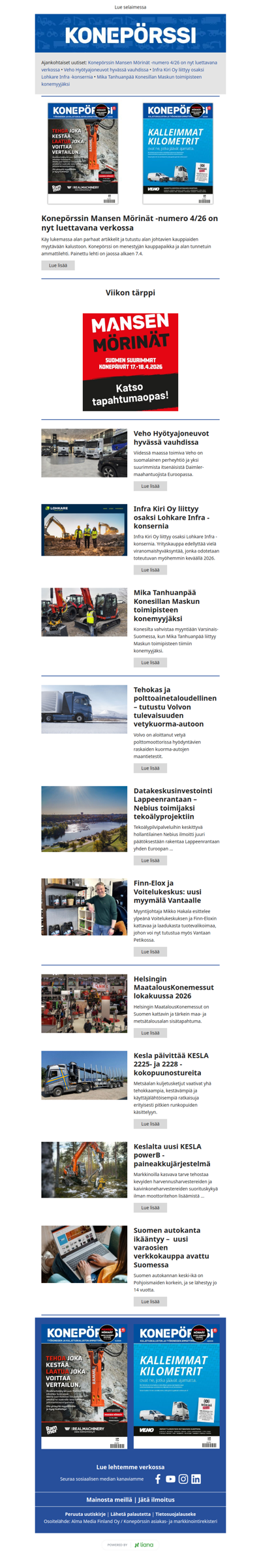 Konepörssi: Konepörssin Mansen Mörinät -numero 4/26 on nyt luettavana verkossa