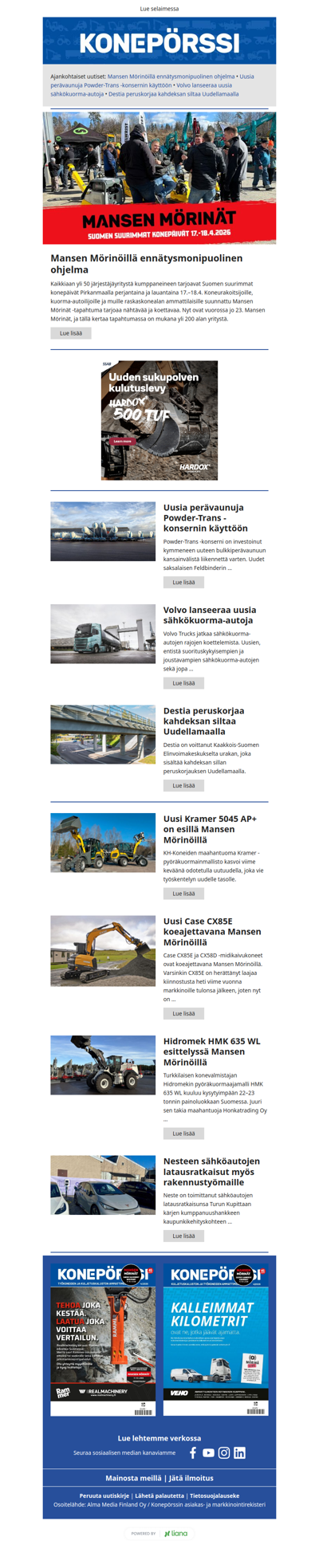 Konepörssi: Mansen Mörinöillä ennätysmonipuolinen ohjelma