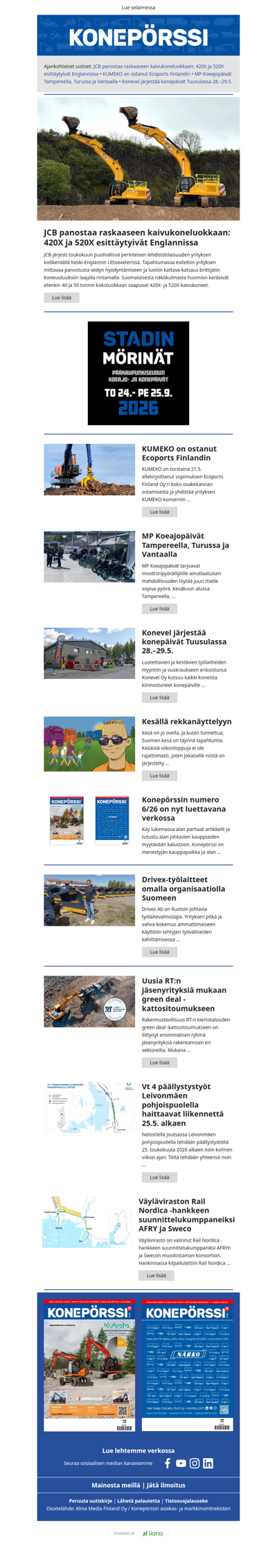 Konepörssi: JCB panostaa raskaaseen kaivukoneluokkaan: 420X ja 520X esittäytyivät Englannissa