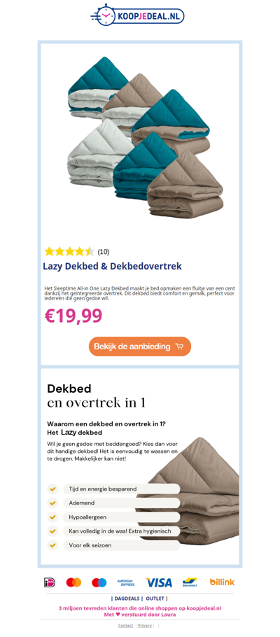 ACTIE: Lazy Dekbed tijdelijk €19,99✨