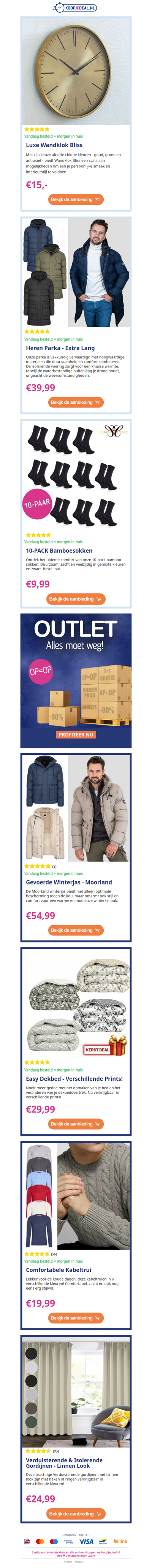 NU: Wandklok €15,- 🕰 | Heren Parka €39,99 🧥 | 10-PACK Bamboesokken €9,99 🧦