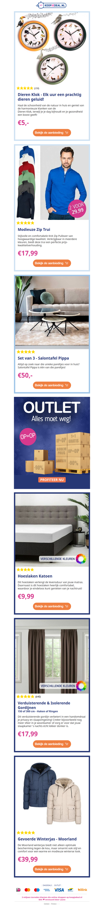 Leegverkoop: Dieren Klok €5⏰ | Modieuze Zip Trui €17,99🤩 | Set van 3 Salontafel €50💫