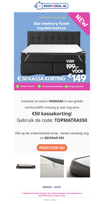 Claim je €50 korting op topcomfort 🛏️