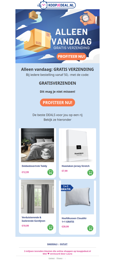 Mis het niet: GRATIS VERZENDING