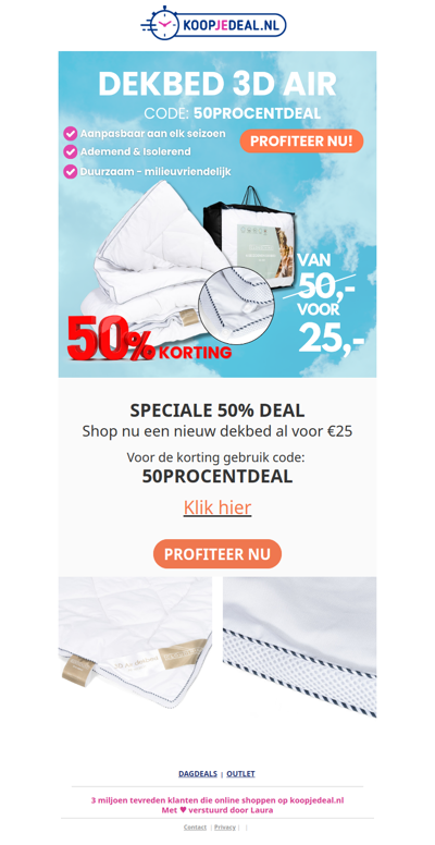 BESPAAR 50% op een nieuwe dekbed!