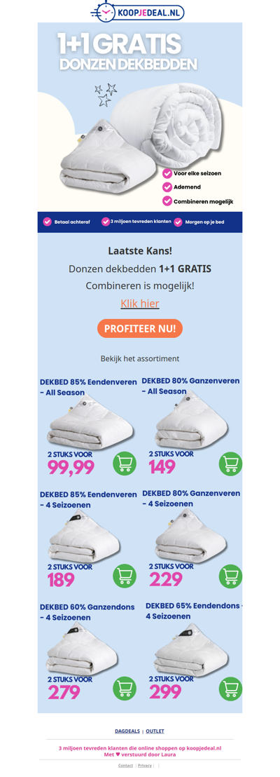 1+1 GRATIS: Dons dekbedden