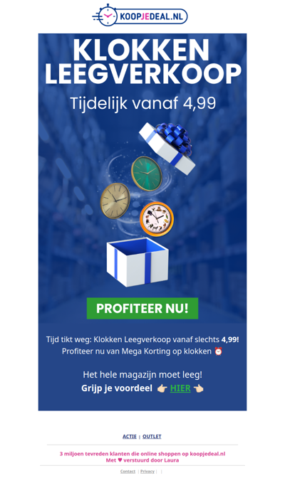 Klokken Leegverkoop vanaf 4,99 ⏰
