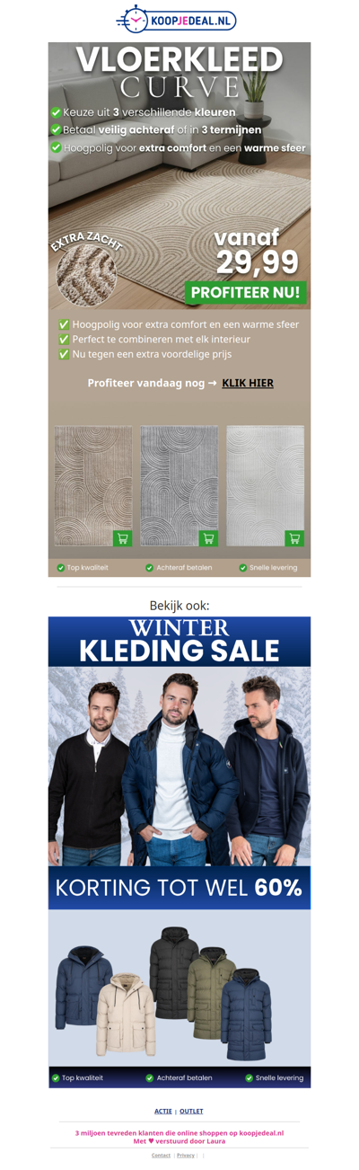 Hoogpolig Vloerkleed Curve nu 29,99 🤯