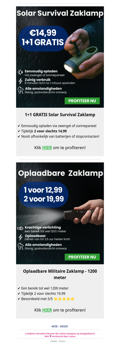 Zaklampen 1+1 GRATIS 🔦 op=op